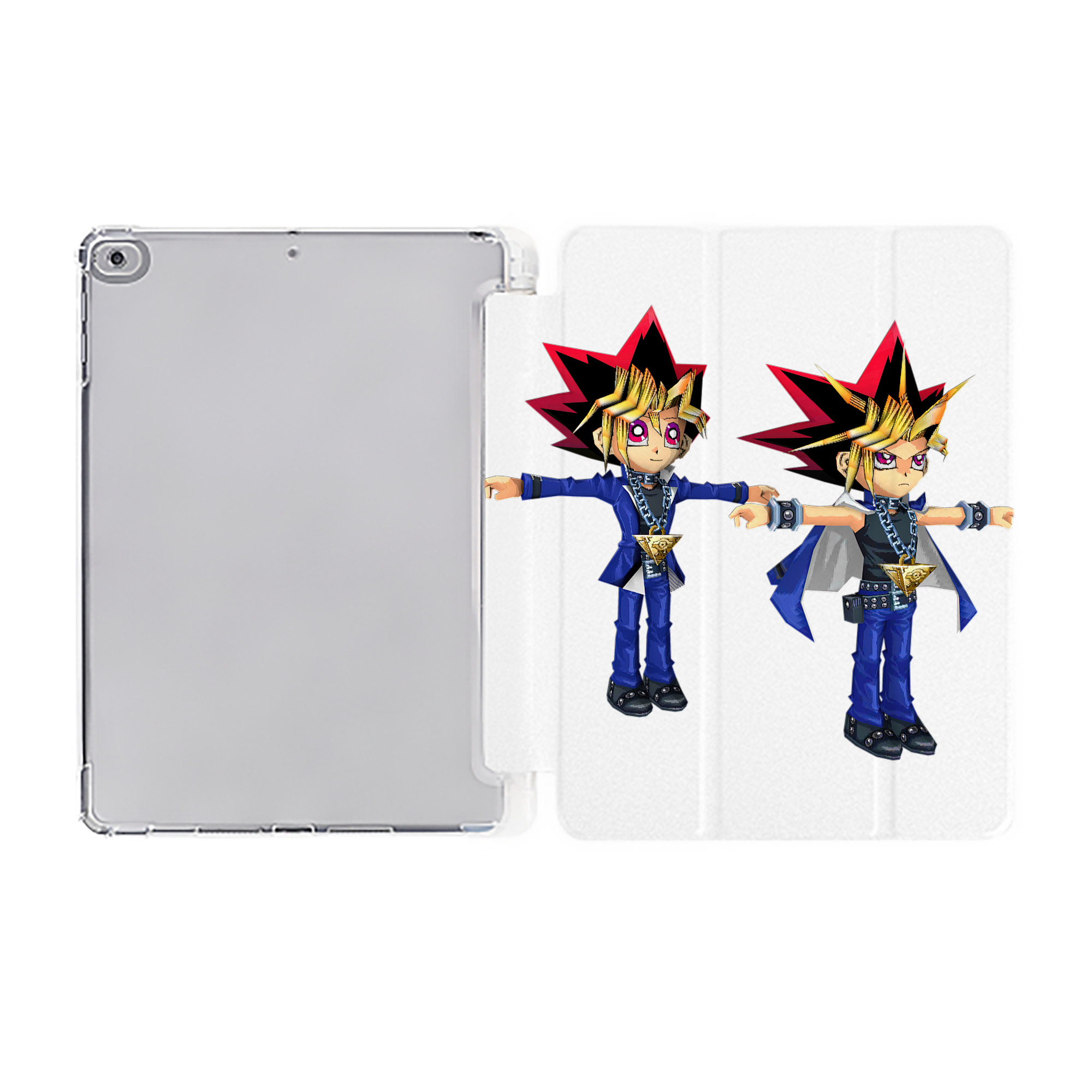 （画像用） 遊☆戯☆王 Yu-Gi-Oh! IPad ケース ペン収納付き 三つ折りスタンド PUレザー×シリコン 対応機種9.5/10.5/10.9インチ